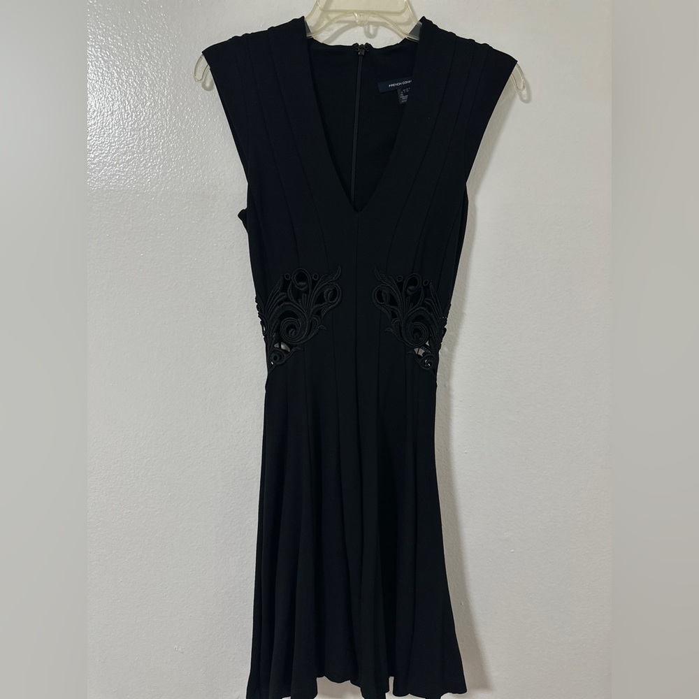 Black embroidered petite dress